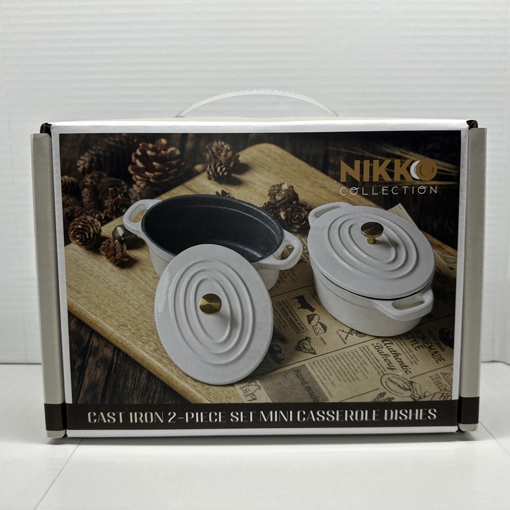 Nikko Collection 2-piece set of mini cast iron casserole dishes NIB